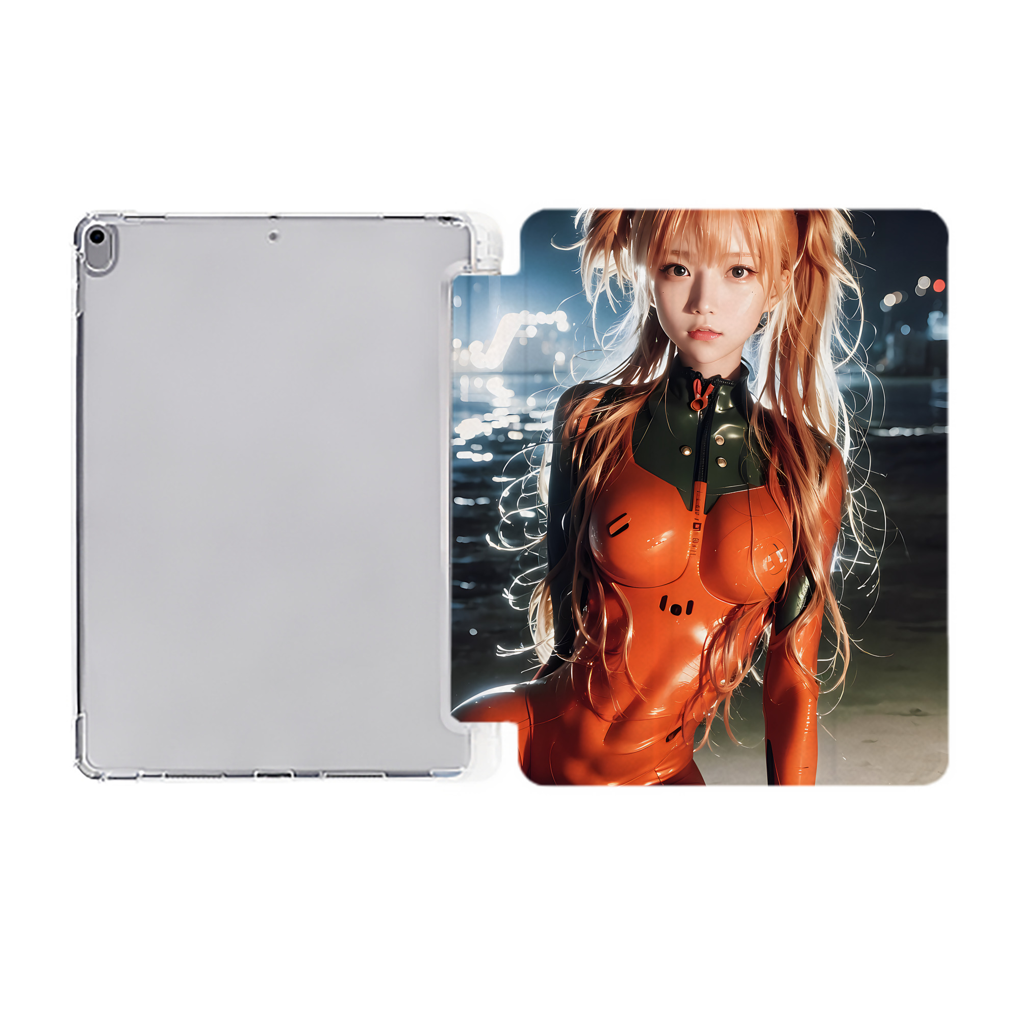 （画像用） EVA 新世紀エヴァンゲリオン IPad ケース ペン収納付き 三つ折りスタンド PUレザー×シリコン 対応機種9.5/10.5/10.9インチ